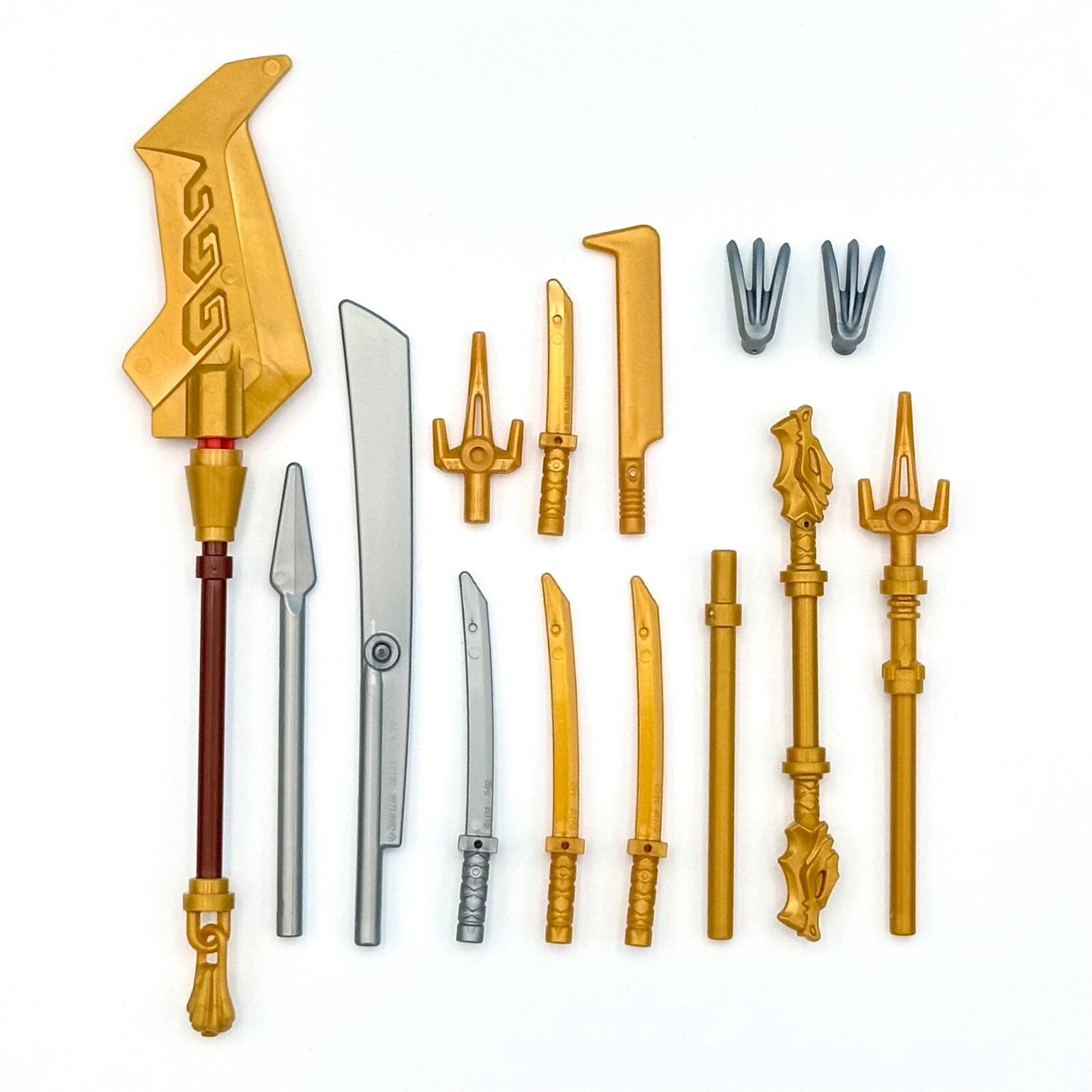 LEGO Ninjago Minifigure Weapon Lot of 14 Gold Katana Sword Spear