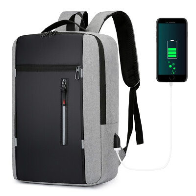 Water-repellent Travel Laptop Backpack Anti-theft Slim Business Bag w/ USB Port