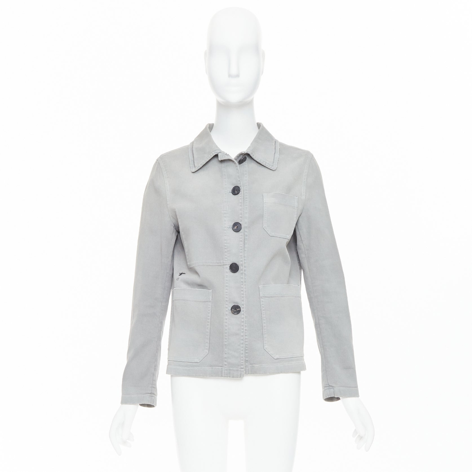 Christian Dior デニムジャケット F36 CHRISTIAN DIOR grey cotton denim CD bee logo chore jacket