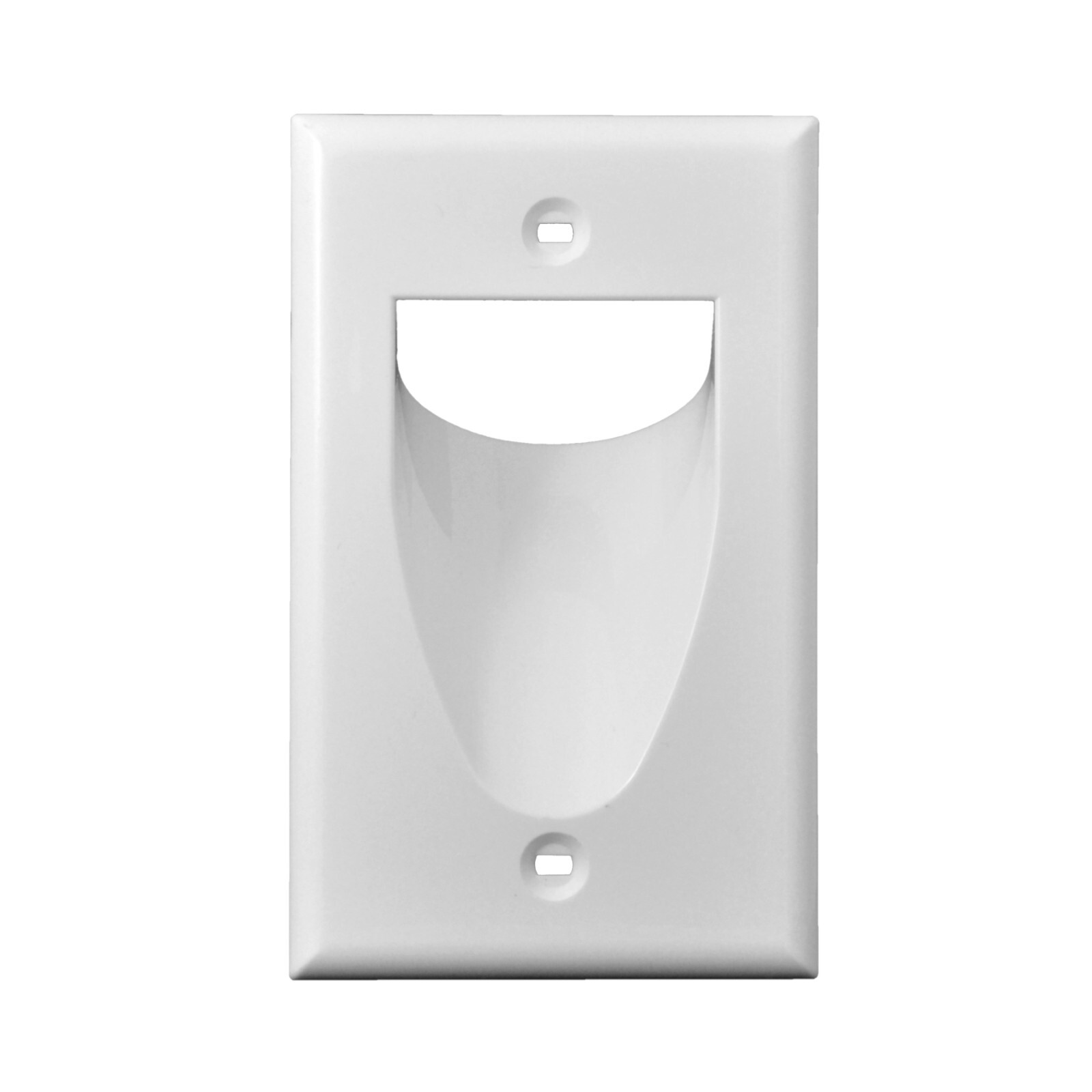 Recessed Single 1 Gang Low Voltage Cable Wall Plate White 
