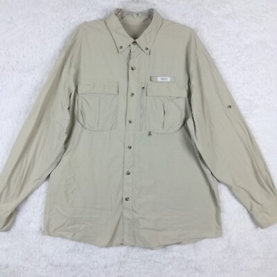Gander Mountain Guide Series Mens Shirt Button Down Vented Beige Roll Tab XL