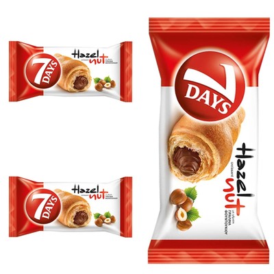 5 Pack 7 Days Croissant Hazelnut Praline 5x70g FREE SHIP