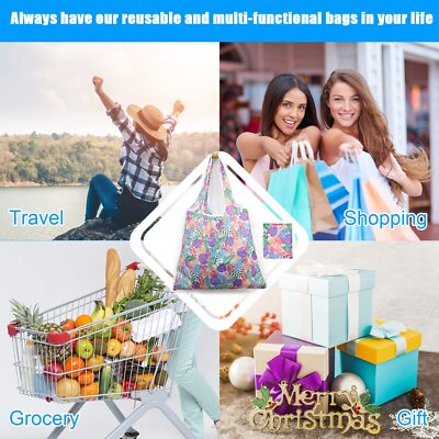 9 Pack Reusable Grocery Bags Foldable Shopping Bags Heavy Duty Envirosax Bags Wa