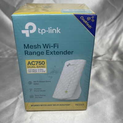 NEW AND SEALED OEM  TP-Link Mesh Wi-Fi Extender AC750 Dual Band RE220 STRONG WIF