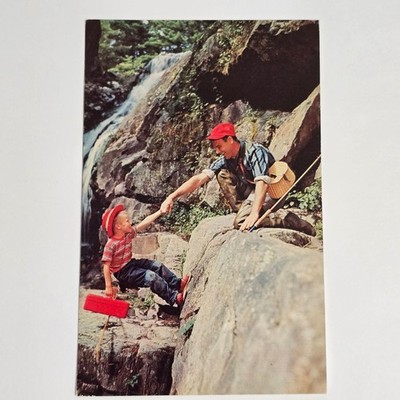 Pals On A Fishing Trip Postcard Unused Fishing Dad Son Chrome Unused