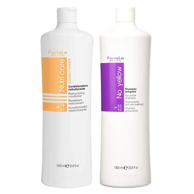 Fanola No Yellow Shampoo & Nutri Care Restructuring Conditioner 33.8 oz / 2pk...