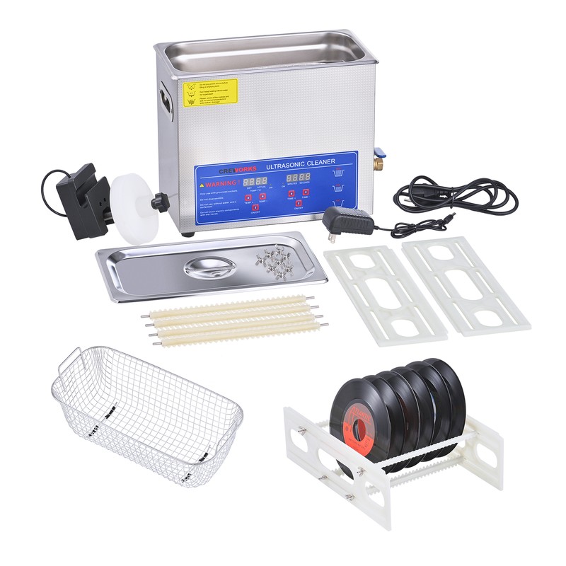CREWORKS 6L Ultrasonic Vinyl Record Cleaner with Drying Rack Heater and Timer