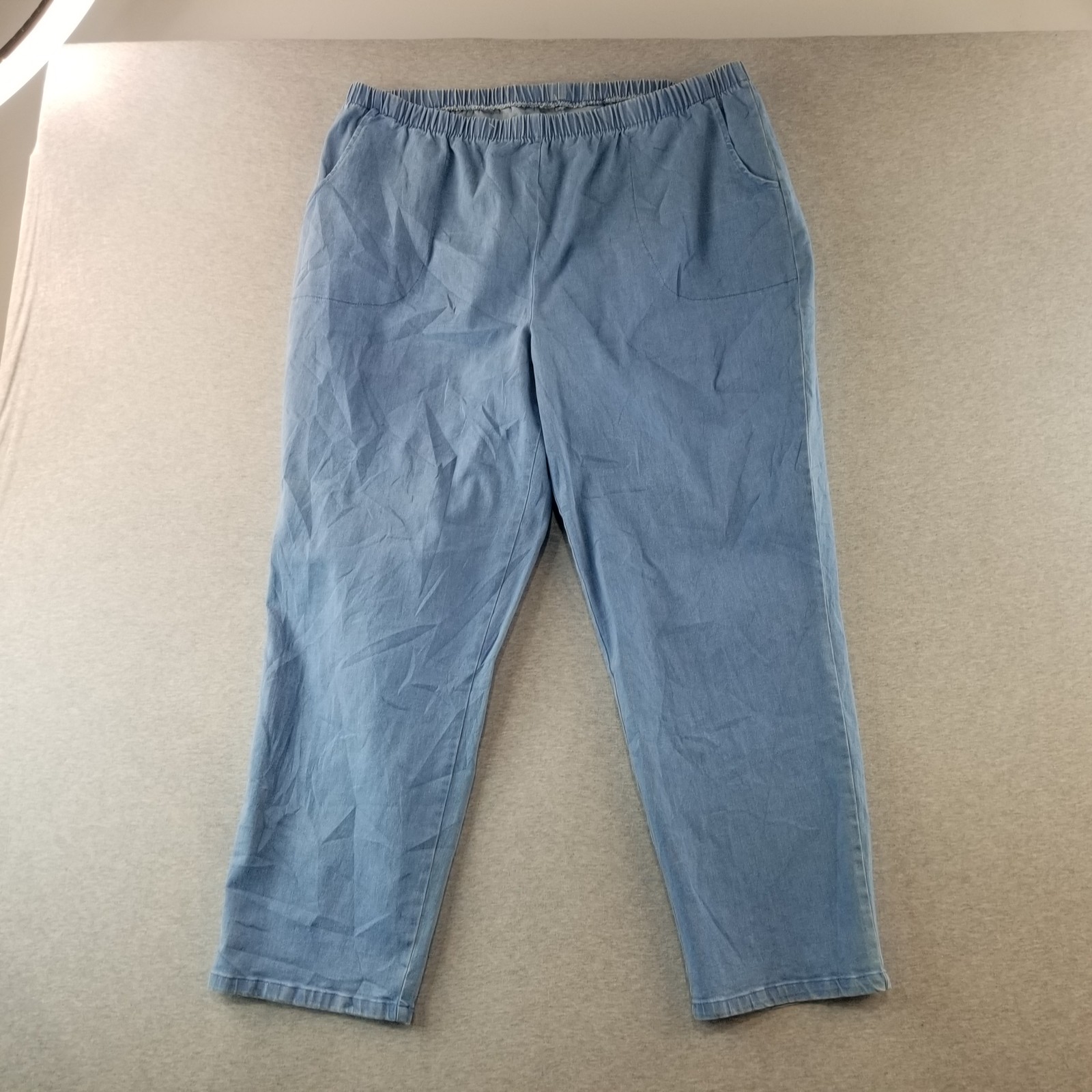 Faded Glory Jeans Womens Sz 22/24P VTG Pull On Stretch Waist Light Wash Normcore