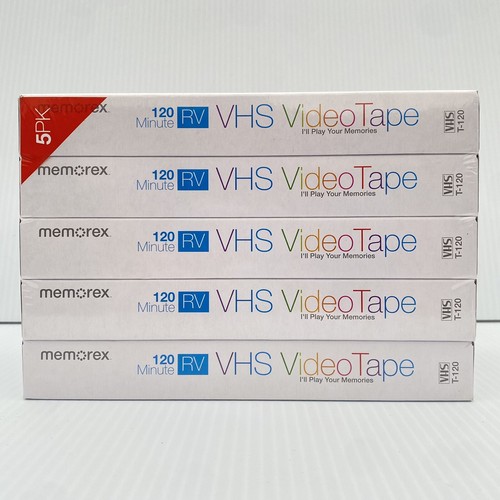 Memorex T-120 VHS Blank Video Tapes 5 Pack  (Up To 6 Hours P