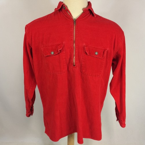 即完売品　＜A.PRESSE＞Vintage Corduroy OP Shirt Vintage 90s Expressions Mens Corduroy Shirt Medium Red