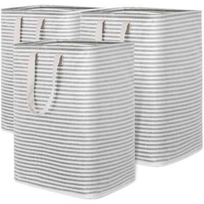 3 Pack Collapsible Laundry Hamper with Handles, Freestanding and Waterproof