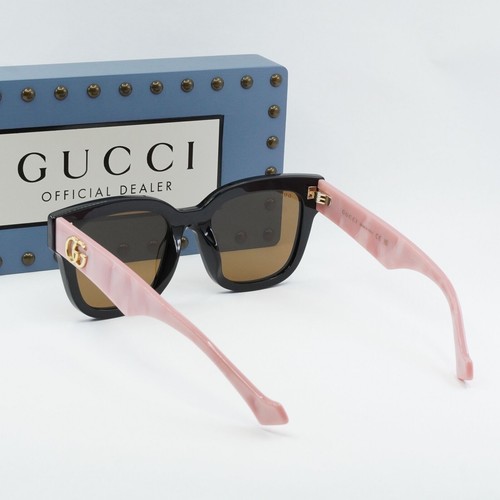 Pre-owned Gucci Gg0998s 005 Black/pink/brown 52-21-145 Sunglasses