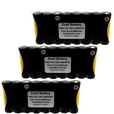 3x Exell Custom 9.6V 800mAh (8xAA) NiCd Battery Pack