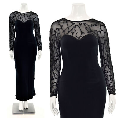 *STUNNING!* Black Tie Oleg Cassini Beaded Evening Dress in Black sz 8