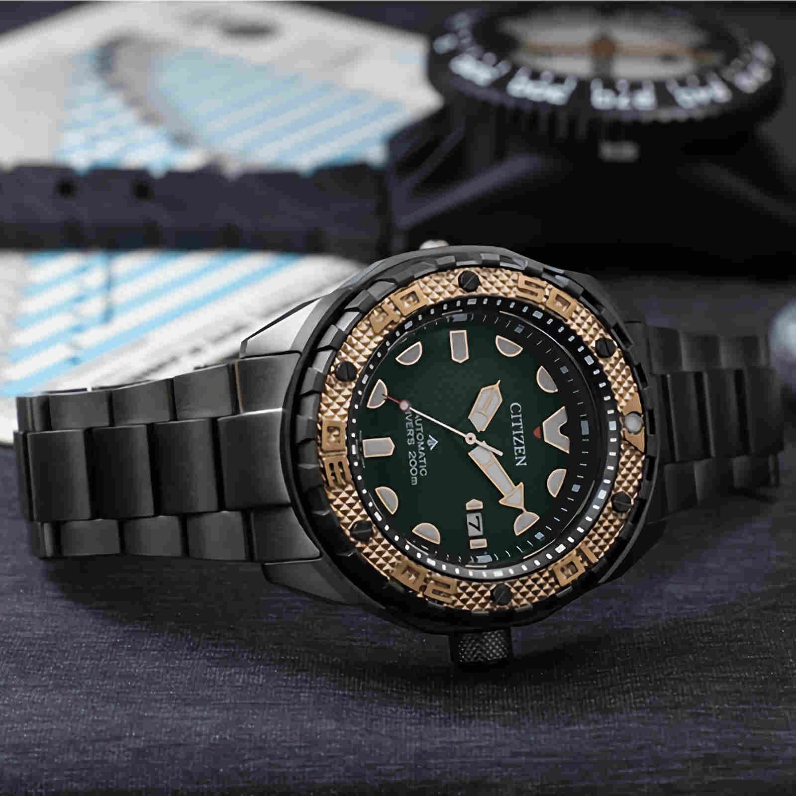 Pre-owned Citizen Promaster Nb6008-82x Automatic Green Dial Men Watch Asia Limited 500 Pcs
