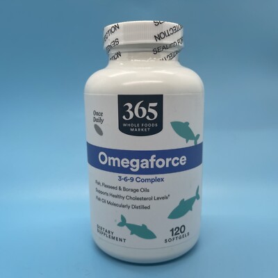 365 Omegaforce 3-6-9 Complex, Fish Oil, Supports Healthy Cholesterol, 120 COUNT