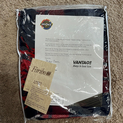 Vintage Faribo Campus Robe Stadium Blanket 45x50 Red Blue Tartan Plaid Fringe