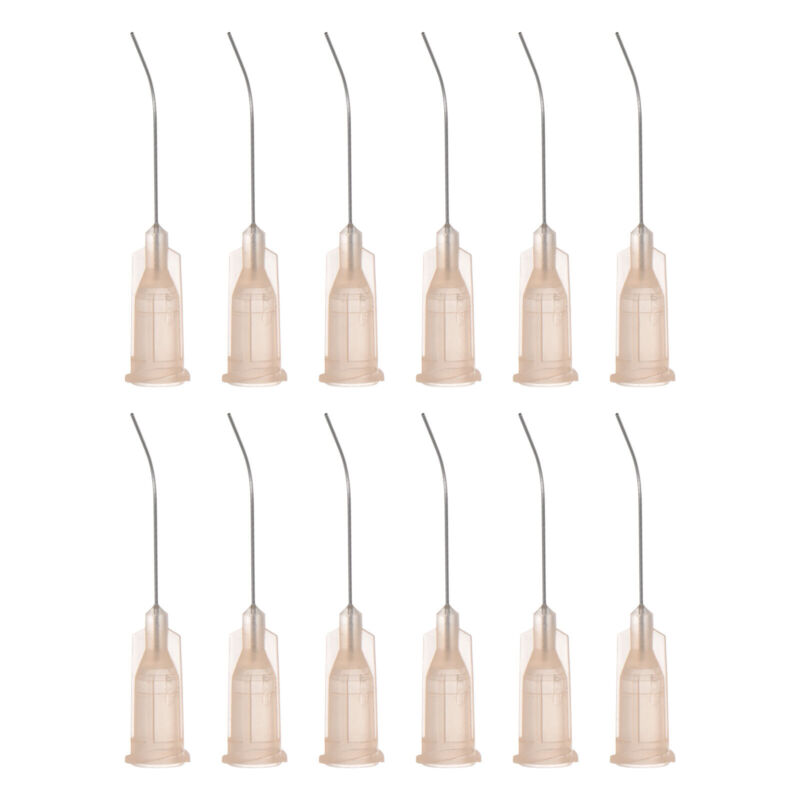 12pcs Blunt Tip Dispensing Needles 26G 1" Bent Needle with Luer Light Yellow