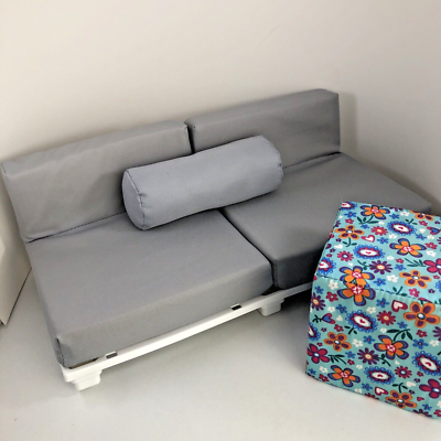 My Life As Living Room Play Set Gray Sofa Floral Ottoman For