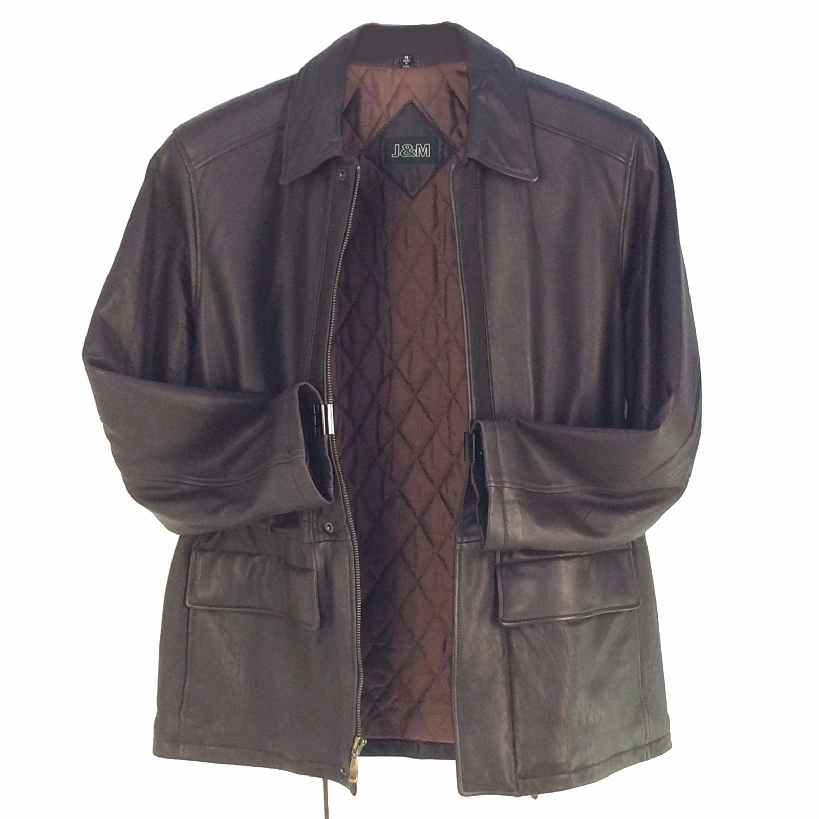 Pre-owned M & M Vintage, M6060verp Brown, J&m 3/4 Length Men Leather Coat