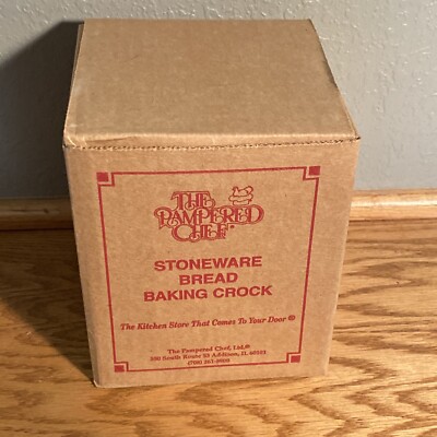 Pampered Chef Stoneware Bread Baking Crock with Recipes & Box Kitchenware New