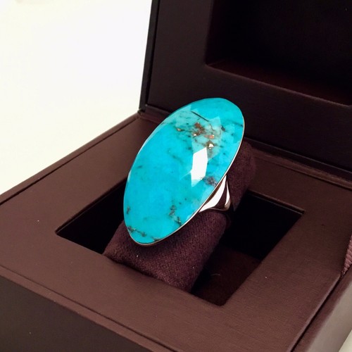 Pre-owned Monica Vinader 18 K Rose Gold Ss Nura Turquoise Cocktail Ring Sold Out In Pink