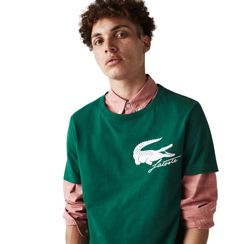 

Футболка Lacoste Sport Bottle Green/White French Open Edition с крокодиловым принтом -