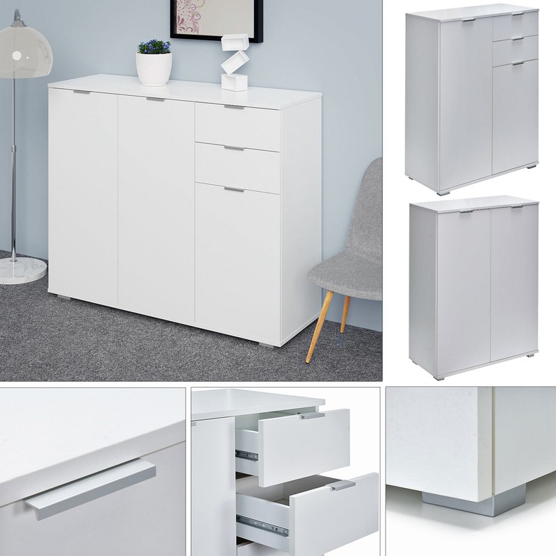 Buffet Blanc Alba Avec Portes Commode Meuble De Rangement IntÃ©Rieur Maison Salon