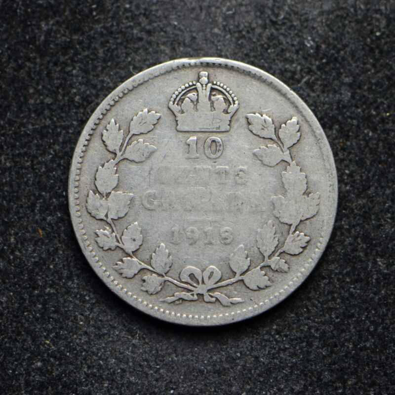 1918 Canada Ten Cents .925 Silver (bb11199)