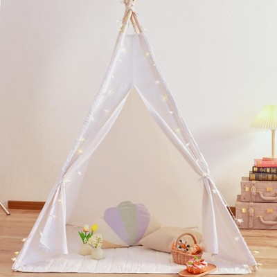 Teepee Tent for Kids with Star Light & Mat Indoor Play Tent Playhouse