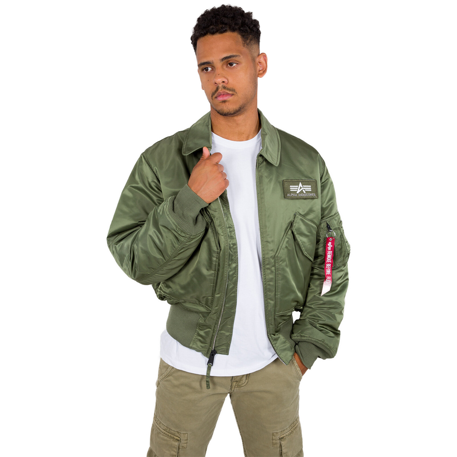 ALPHA INDUSTRIES ALPHA INDUSTRIES HERREN JACKE CWU 45 FLIEGERJACKE BOMBERJACKE SCHWARZ GRÜN
