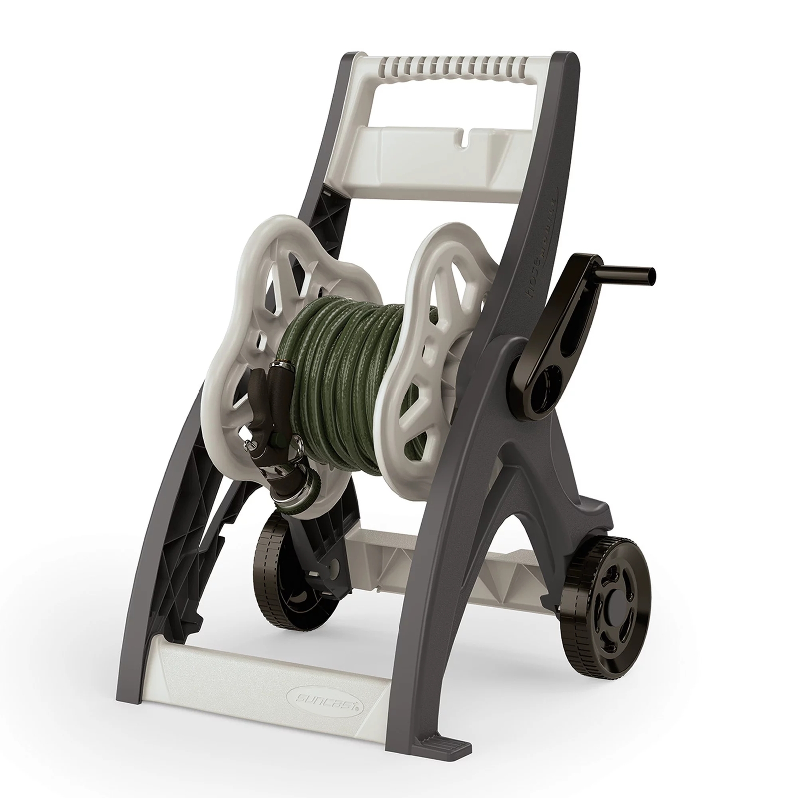 175 ft Garden Storage Hosemobile Hose Reel Cart with Leader Hose Gray Durable US