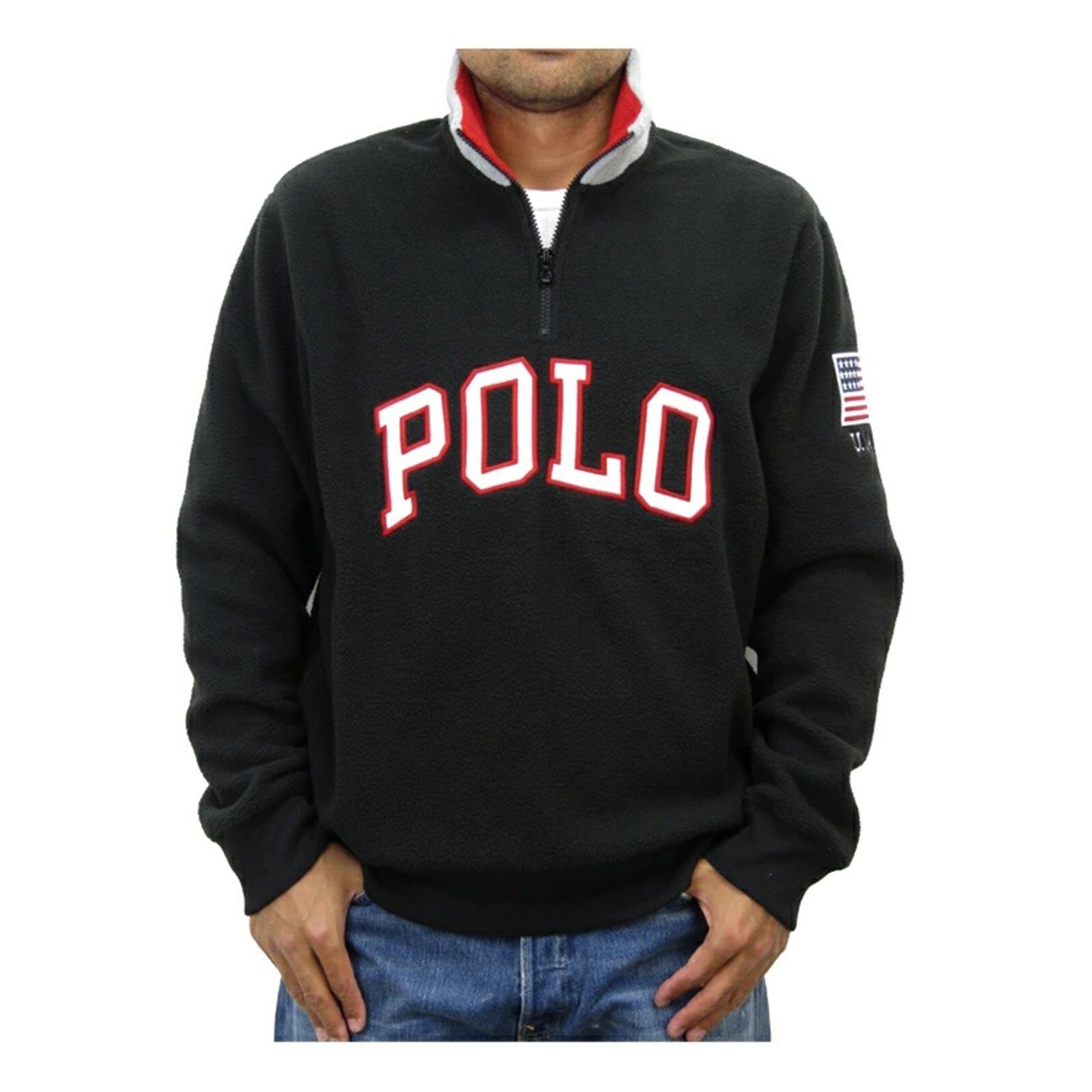 Polo Ralph Lauren Пуловер на молнии 1/4, Флисовая куртка, Свитер с ПОЛО - Черный -