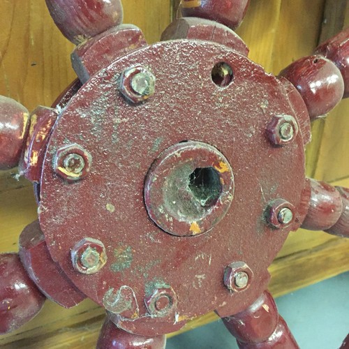 Antique Vintage Style Red Ships Wheel Iron Wood Nautical Steering Helm 8 Spoke