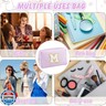 URSKYTOUS Gifts for Girls Initial Makeup Bag Personalized Cosmetic Bag with Zipper Cute Travel Toiletry Bag Waterproof PU Preppy Makeup Pouch Birthday Gift for Teen Girls Women(Purple M)