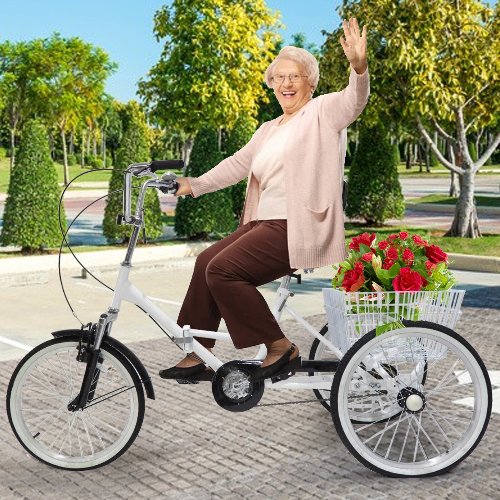 Adult Tricycles 20 In Front Wheel And Rear Wheel With Shopping Basket 1 Speed