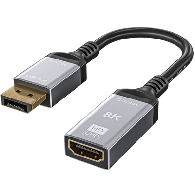 8K Active Displayport to HDMI Adapter, DP 1.4 (Source) to HDMI 2.1(Monitor) A...