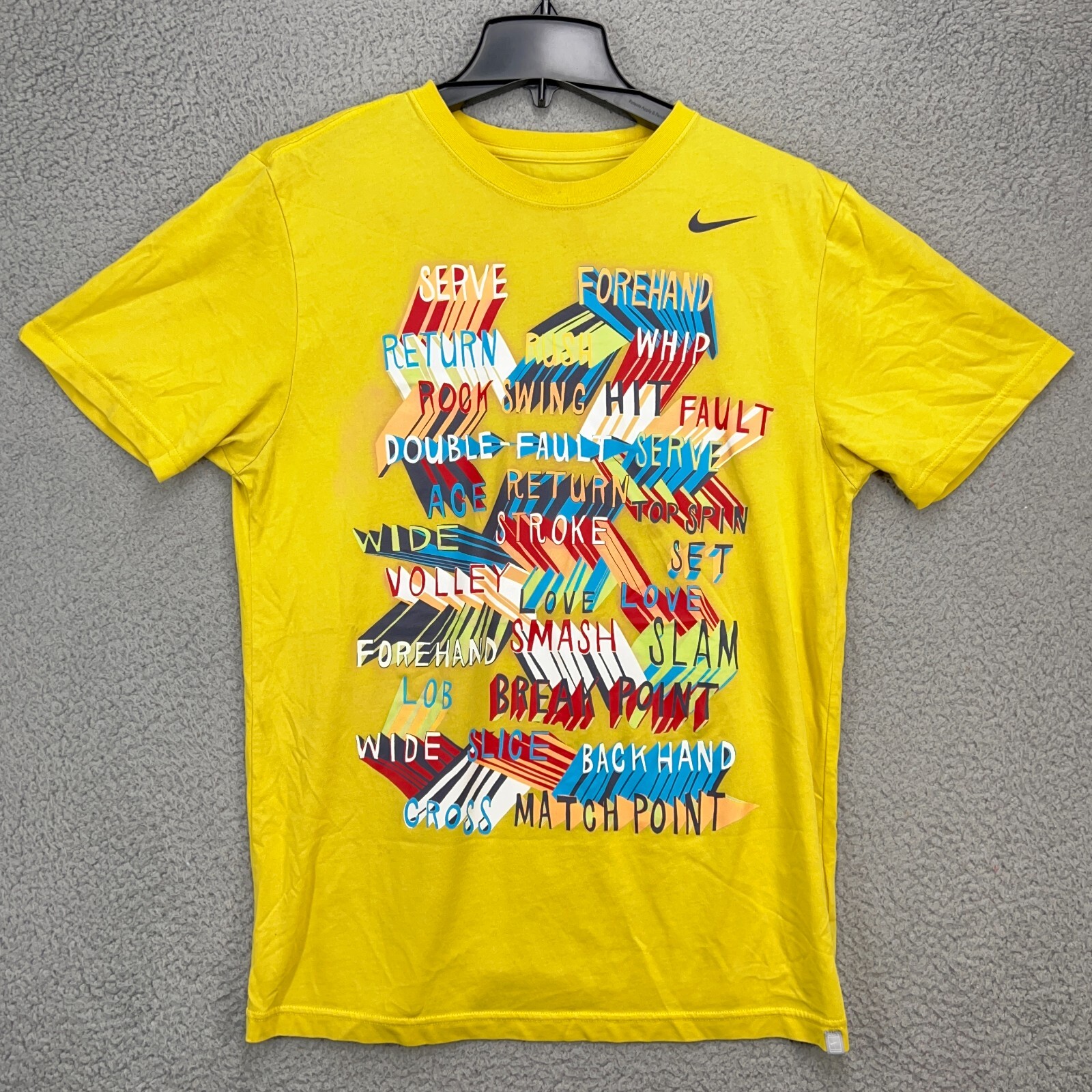 70s NIKE®︎ Water Print Football Shirt Nike Shirt Mens Medium Yellow Tennis All Over Print Short