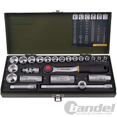 PROXXON STECKSCHLÜSSEL SATZ 3/8" 24-tlg. KNARRENKASTEN Nüsse Bits Ratsche