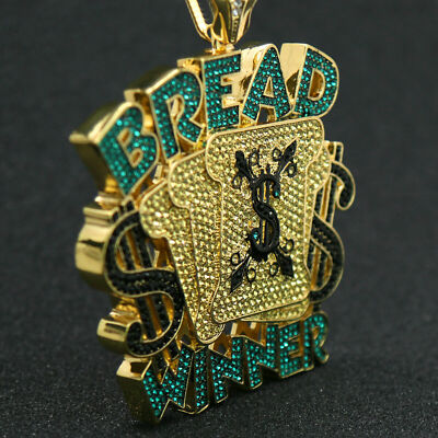 Pre-owned Nsg 5ct Multi Color Simulated Diamond Men's Custom Name Pendant 925 Silver In White