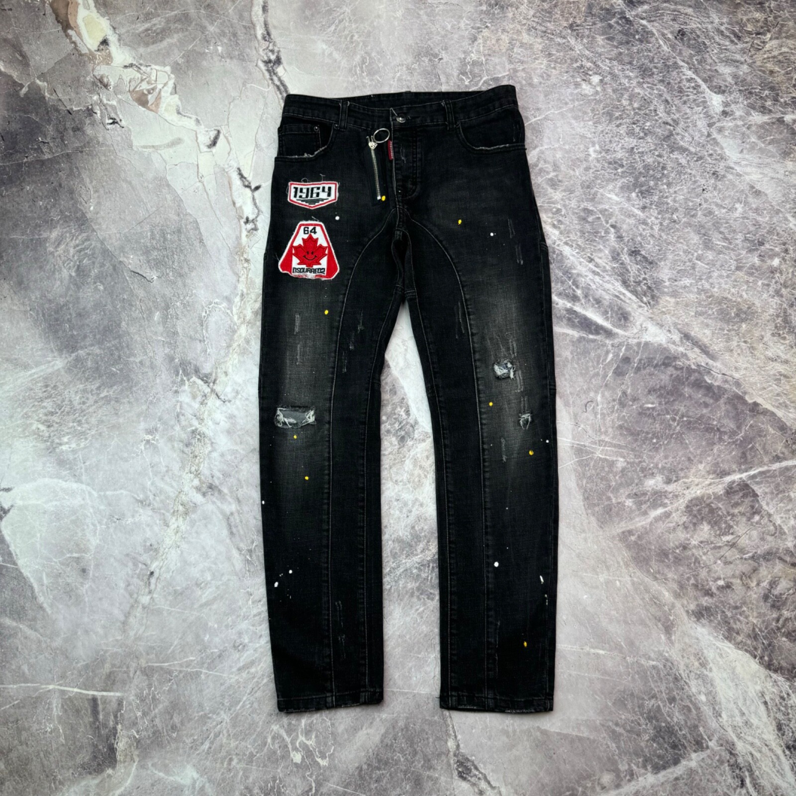 パンツ DSQUARED 2 Damage Long Painter Pants DSQUARED 2 Damage Long Painter Pants Dsquared2 Black