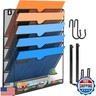 lemonsea Wall File Organizer, 6 Pockets Mesh Hanging File Organizer, Wall Mount File Paper Folder Holder With Hooks, Wall Organizer Magazine Document Mail for Office School, Black