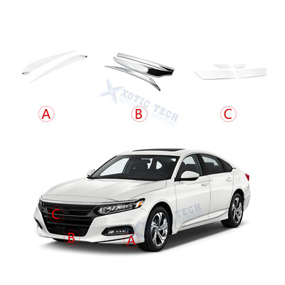 Chrome Front Hood Grille Bumper Lip Corner Protector Trim for Honda Accord 18-20