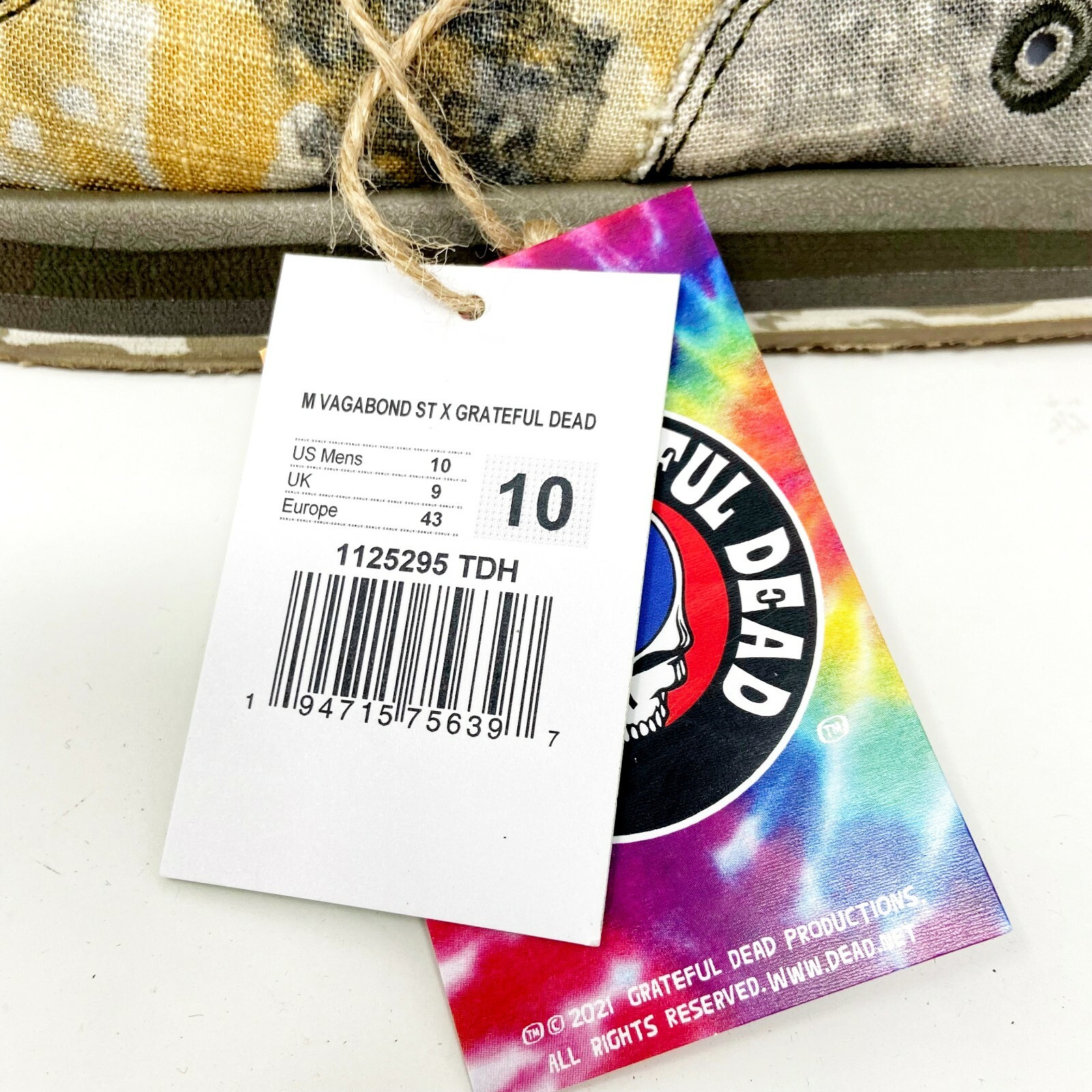Sanuk x Grateful Dead Vagabond ST Tie Dye Hemp Surfer Slip On Comfort Shoes