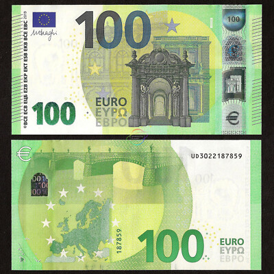 EUROPEAN UNION 100 Euro 2019 Prefix U France Sign Draghi UNC Uncirculated