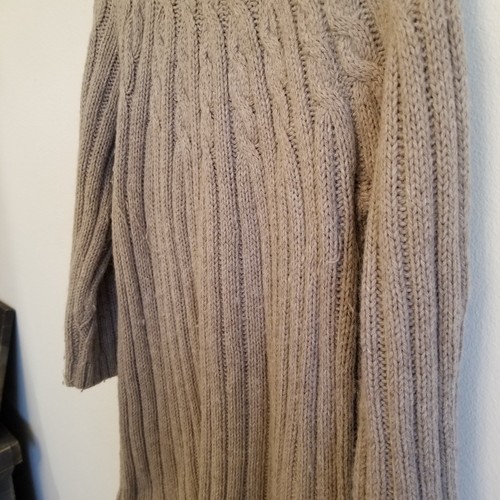 Gap brown beige Maternity Turtleneck chunky cable knit Sweater Tunic Medium