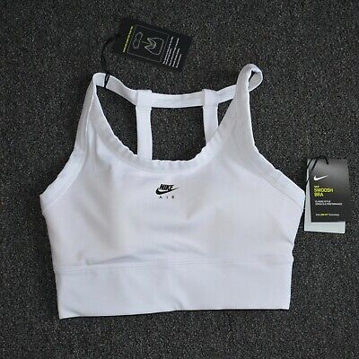 Nike Air Women's Swoosh Padded Sports Bra Size S White Medium Support DB4680 100