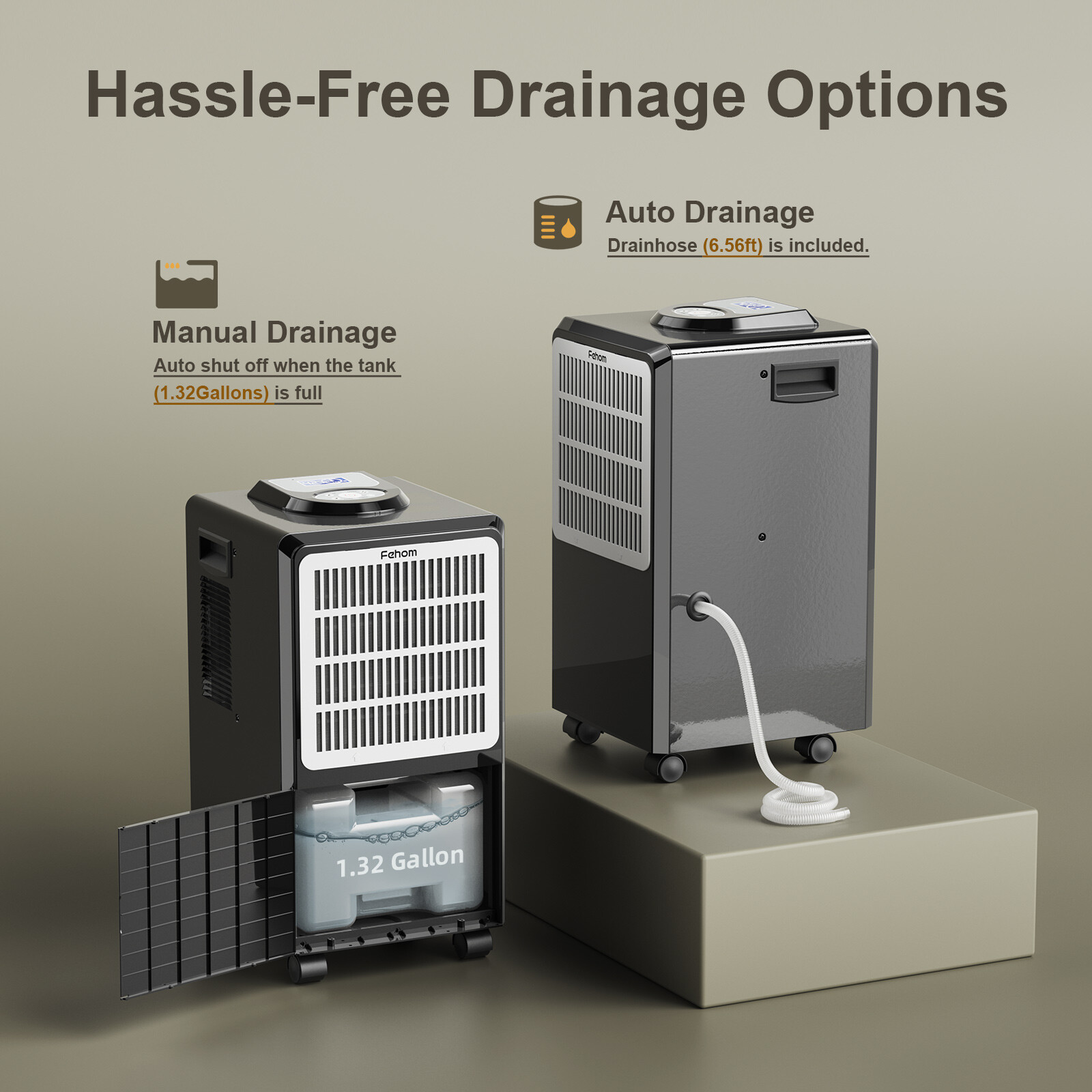 130 Pints 6000 Sq. Ft Medium Commercial Grade Dehumidifier for Basement Job Site