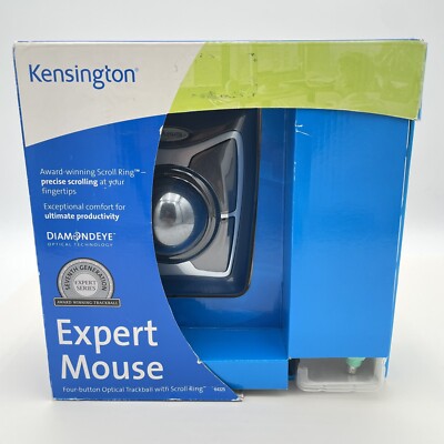 Kensington 64325 USB 2.0 Expert Mouse Trackball - Black/Silver New Open Box