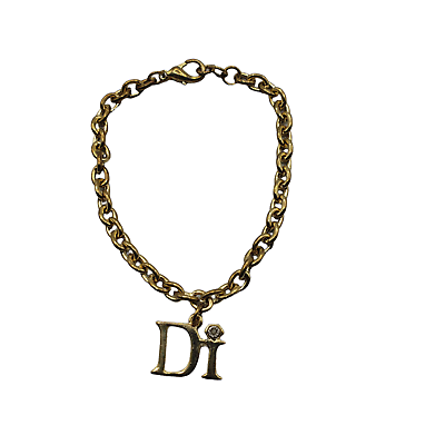 Diamonds International DI Diamond Chip Gold Tone Charm Bracelet Lobster Clasp